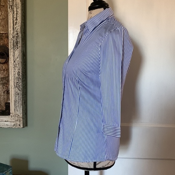 Pink THOMAS PINK JERMYN STREET LONDON 3/4 Sleeve Button Down - Blue/White Stripe - Picture 5 of 15